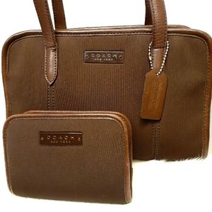 Authentic Vintage Brown Coach Purse & Wallet Set